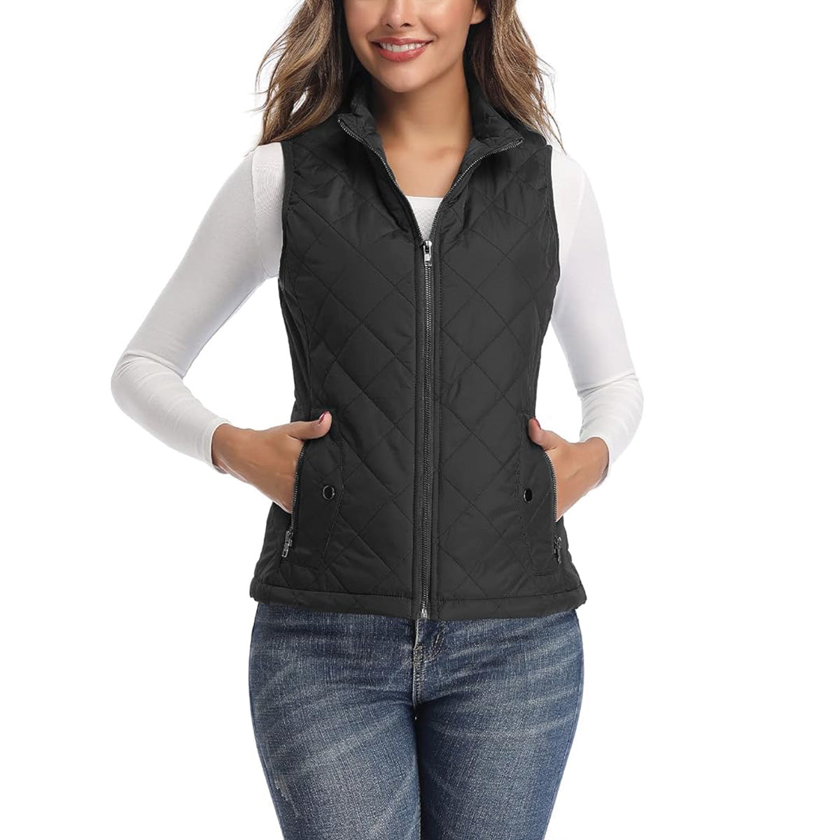 Heatix Women's Vest, Stand Collar Lightweight Zip Quilted Vest for Women