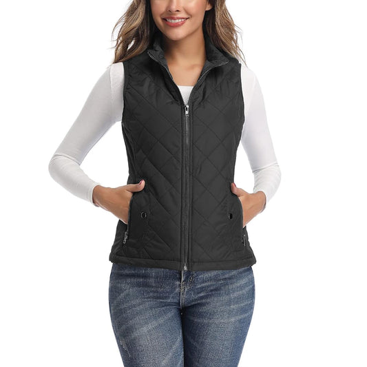 Heatix Women's Vest, Stand Collar Lightweight Zip Quilted Vest for Women